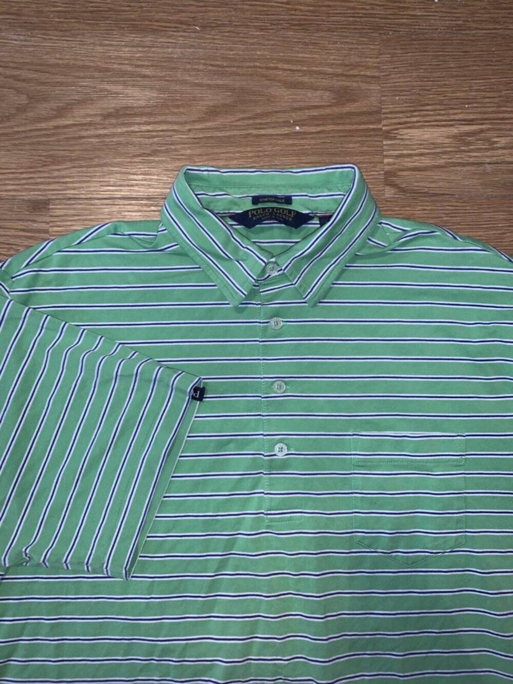 Polo Golf Ralph Lauren Stretch Lisle Polo Shirt Men's Size Medium Green Striped